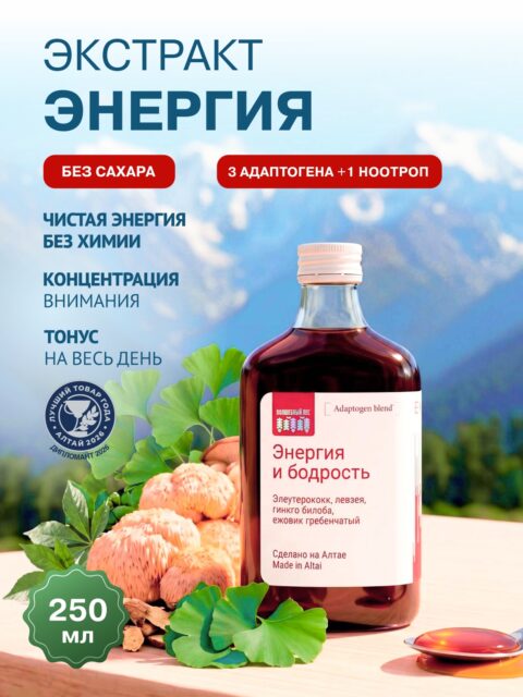 Экстракт энергия и бодрость 250мл. Природный энергетик.