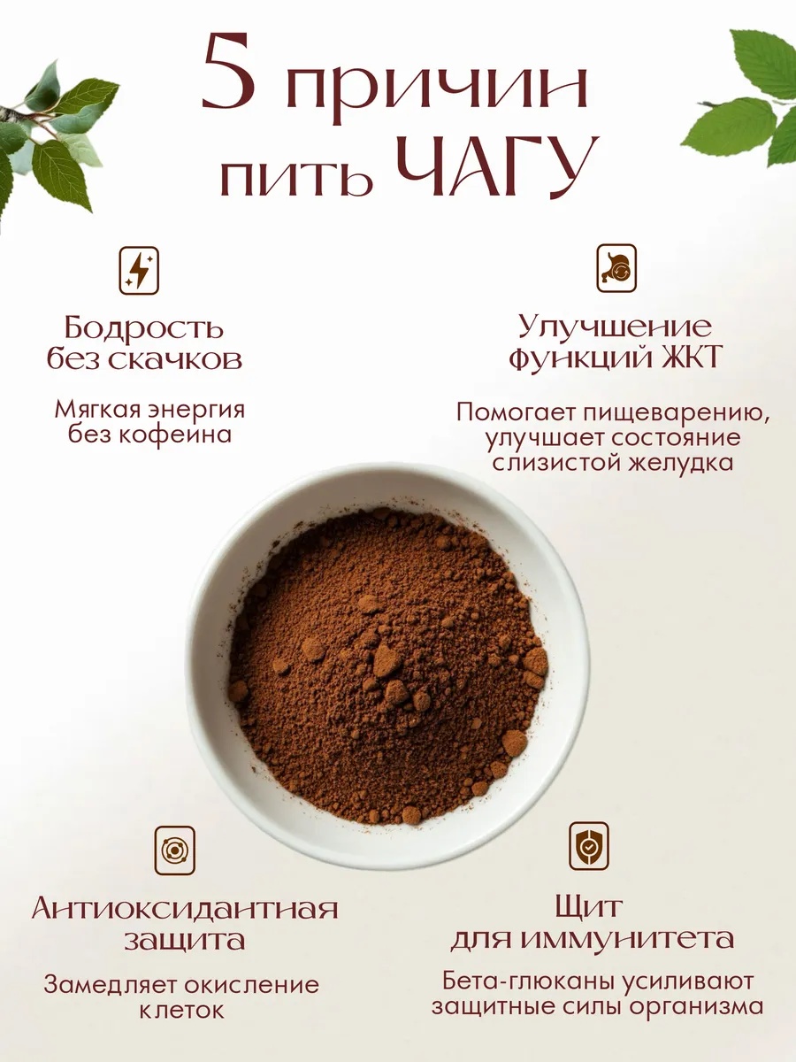 Чага сухая измельченная (2-8мм) 200г. Дойпак. — изображение 4
