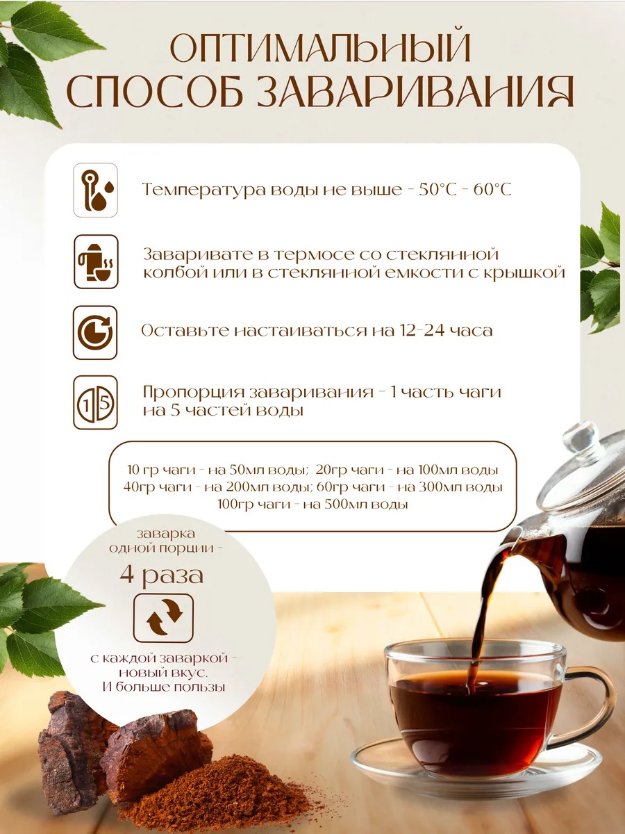 Чага сухая измельченная (2-8мм) 200г. Дойпак. — изображение 2